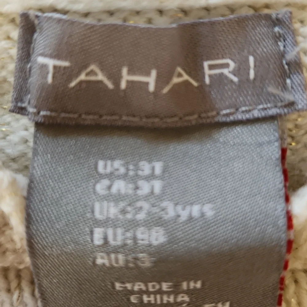 Tahari girls cream sweater with gold snowflakes and gold flecks size 3T - Picture 3 of 6